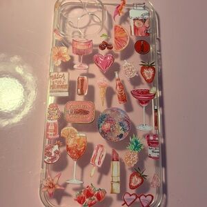 Clear Pink Decorative Phone Case with Fun Stickers